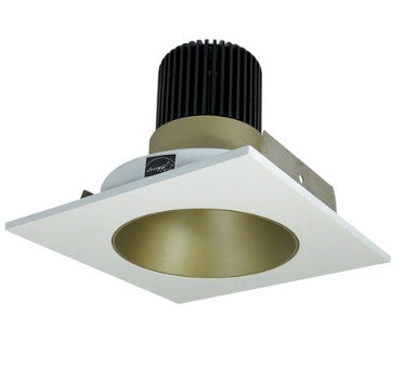 Nora Lighting NIO-4SNDC30QCHMPW 4 Inch Iolite LED Square Reflector with Round Aperture, 10-Degree Optic, 850lm / 12W, 3000K, Champagne Haze Reflector / Matte Powder White Flange
