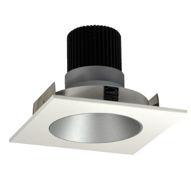 Nora Lighting NIO-4SNDC30QHW 4 Inch Iolite LED Square Reflector with Round Aperture, 10-Degree Optic, 850lm / 12W, 3000K, Haze Reflector / White Flange