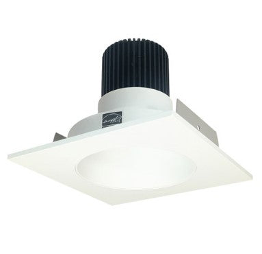 Nora Lighting NIO-4SNDC30QMPW 4 Inch Iolite LED Square Reflector with Round Aperture, 10-Degree Optic, 850lm / 12W, 3000K, Matte Powder White Reflector / Matte Powder White Flange