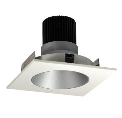 Nora Lighting NIO-4SNDC35QHW 4 Inch Iolite LED Square Reflector with Round Aperture, 10-Degree Optic, 850lm / 12W, 3500K, Haze Reflector / White Flange