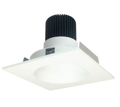 Nora Lighting NIO-4SNDC35QMPW 4 Inch Iolite LED Square Reflector with Round Aperture, 10-Degree Optic, 850lm / 12W, 3500K, Matte Powder White Reflector / Matte Powder White Flange