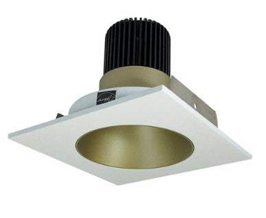 Nora Lighting NIO-4SNDC35XCHMPW/10 4 Inch Iolite LED Square Reflector with Round Aperture, 1000lm / 14W, 3500K, Champagne Haze Reflector / Matte Powder White Flange