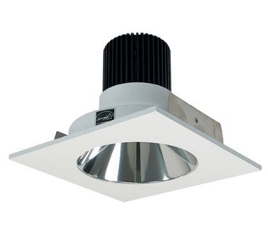 Nora Lighting NIO-4SNDC40QCMPW 4 Inch Iolite LED Square Reflector with Round Aperture, 10-Degree Optic, 850lm / 12W, 4000K, Specular Clear Reflector / Matte Powder White Flange