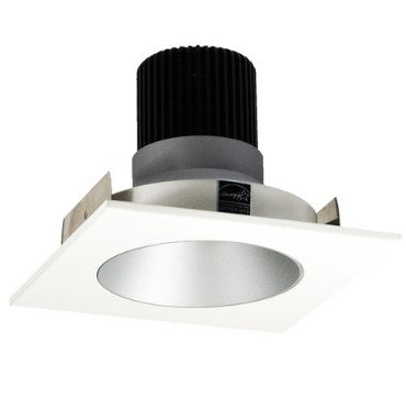Nora Lighting NIO-4SNDC40QHZMPW 4 Inch Iolite LED Square Reflector with Round Aperture, 10-Degree Optic, 850lm / 12W, 4000K, Haze Reflector / Matte Powder White Flange