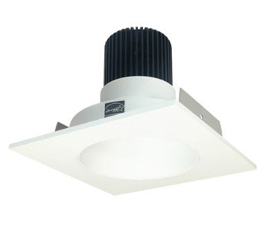 Nora Lighting NIO-4SNDC40QMPW 4 Inch Iolite LED Square Reflector with Round Aperture, 10-Degree Optic, 850lm / 12W, 4000K, Matte Powder White Reflector / Matte Powder White Flange