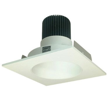 Nora Lighting NIO-4SNDC40QWW 4 Inch Iolite LED Square Reflector with Round Aperture, 10-Degree Optic, 850lm / 12W, 4000K, White Reflector / White Flange