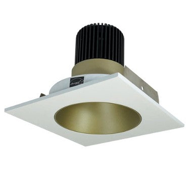 Nora Lighting NIO-4SNDC40XCHMPW/10 4 Inch Iolite LED Square Reflector with Round Aperture, 1000lm / 14W, 4000K, Champagne Haze Reflector / Matte Powder White Flange