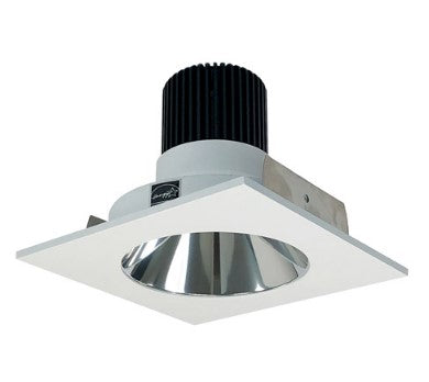 Nora Lighting NIO-4SNDC40XCMPW/HL 4 Inch Iolite LED Square Reflector with Round Aperture, 1500lm/2000lm/2500lm (varies by housing), 4000K, Specular Clear Reflector / Matte Powder White Flange