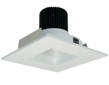 Nora Lighting NIO-4SNDSQ27QMPW 4 Inch Iolite LED Square Reflector with Square Aperture, 10-Degree Optic, 850lm / 12W, Color Temperature 2700K, Matte Powder White Reflector / Flange Finish