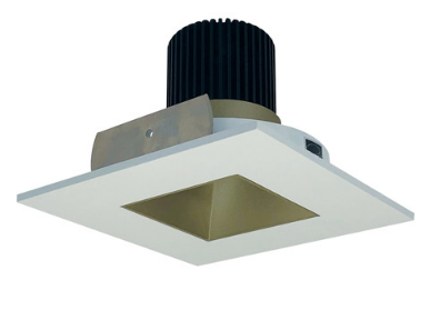 Nora Lighting NIO-4SNDSQ30XCHMPW/10 4 Inch Iolite LED Square Reflector with Square Aperture, 1000lm / 14W, Color Temperature 3000K, Champagne Haze Reflector / Matte Powder White Flange Finish