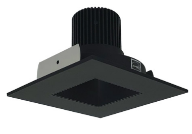 Nora Lighting NIO-4SNDSQ35QBB 4 Inch Iolite LED Square Reflector with Square Aperture, 10-Degree Optic, 850lm / 12W, Color Temperature 3500K, Black Reflector / Black Flange Finish