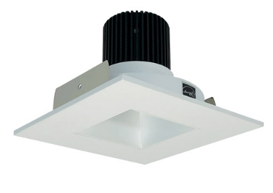 Nora Lighting NIO-4SNDSQ35QMPW 4 Inch Iolite LED Square Reflector with Square Aperture, 10-Degree Optic, 850lm / 12W, Color Temperature 3500K, Matte Powder White Reflector / Flange Finish