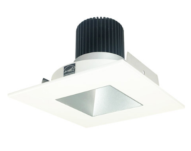 Nora Lighting NIO-4SNDSQ35XHZMPW/10 4 Inch Iolite LED Square Reflector with Square Aperture, 1000lm / 14W, Color Temperature 3500K, Haze Reflector / Matte Powder White Flange Finish