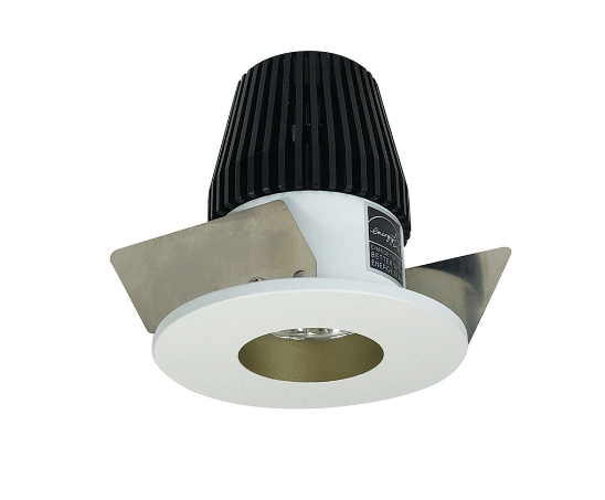 Nora Lighting NIOB-1RNG30XCHMPW 1" Iolite LED BWF Round Reflector, 600lm, 3000K, Champagne Haze Reflector / Matte Powder White Flange