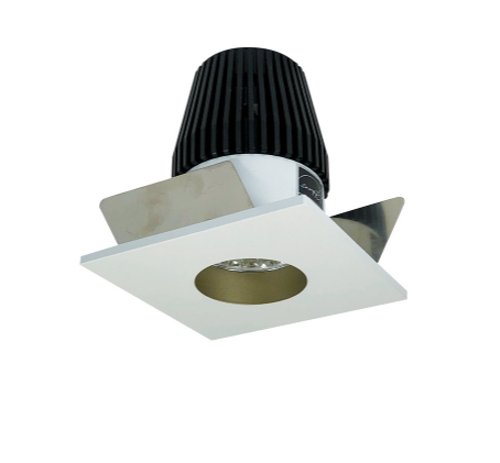 Nora Lighting NIOB-1SNG27XCHMPW 1" Iolite LED BWF Square Reflector with Round Aperture, 600lm, 2700K, Champagne Haze Reflector with Round Aperture / Matte Powder White Flange