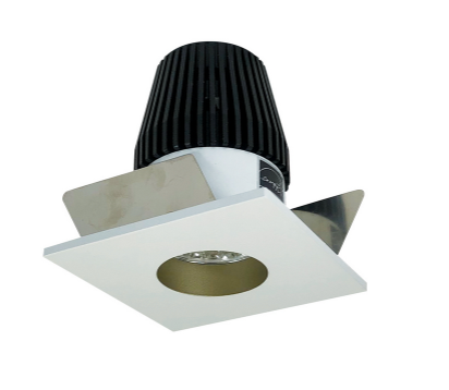 Nora Lighting NIOB-1SNG30XCHMPW 1" Iolite LED BWF Square Reflector with Round Aperture, 600lm, 3000K, Champagne Haze Reflector with Round Aperture / Matte Powder White Flange