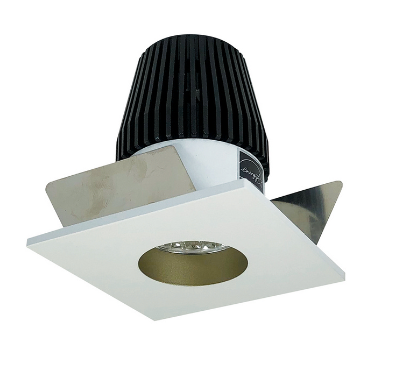 Nora Lighting NIOB-1SNG50XCHMPW 1" Iolite LED BWF Square Reflector with Round Aperture, 600lm, 5000K, Champagne Haze Reflector with Round Aperture / Matte Powder White Flange