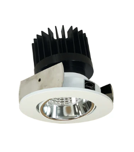 Nora Lighting NIOB-2RC27XCMPW/HL 2" Iolite LED Round Adjustable Cone Reflector, 1500lm/2000lm/2500lm (varies by housing), 2700K, Specular Clear Reflector / Matte Powder White Flange
