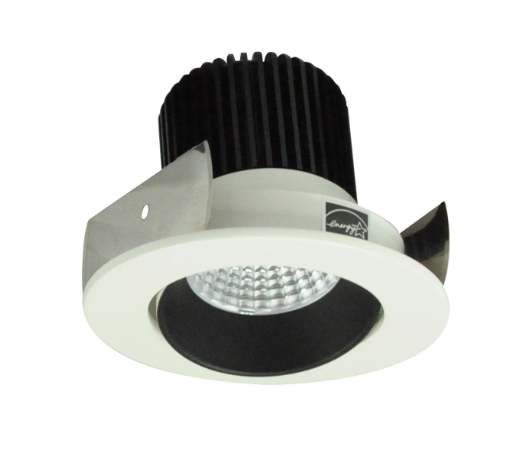 Nora Lighting NIOB-2RC30QBW 2" Iolite LED Round Adjustable Cone Reflector, 10-Degree Optic, 850lm / 12W, 3000K, Black Reflector / White Flange