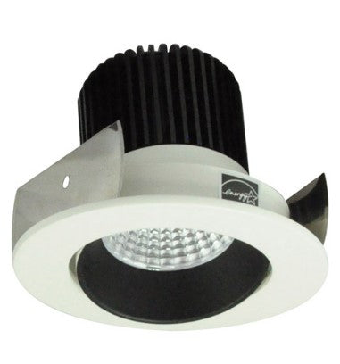 Nora Lighting NIOB-2RC35QBW 2 Inch Iolite LED Round Adjustable Cone Reflector, 10-Degree Optic, 850lm / 12W, 3500K, Black Reflector / White Flange
