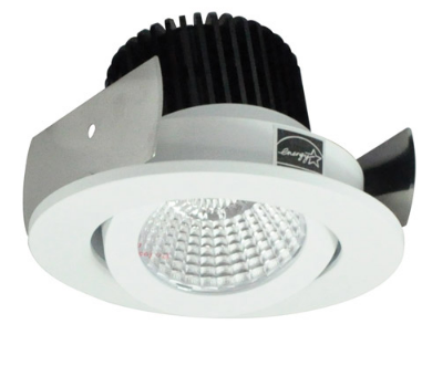 Nora Lighting NIOB-2RG35QMPW 2" Iolite LED Round Adjustable Gimbal, 850lm / 12W, Color Temperature 3500K, Matte Powder White Reflector / Flange Finish