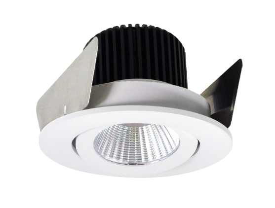 Nora Lighting NIOB-2RG40QWW 2" Iolite LED Round Adjustable Gimbal, 10-Degree Optic, 850lm / 12W, 4000K, White Finish