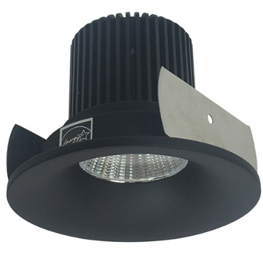 Nora Lighting NIOB-2RNB40QBB 2" Iolite LED Round Bullnose,10-Degree Optic, 850lm / 12W, 4000K Color Temperature, Black Reflector / Black Flange Finish