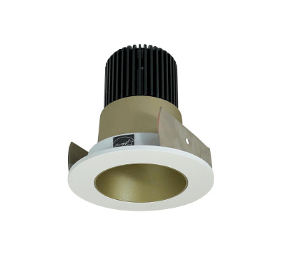 Nora Lighting NIOB-2RNDCCDXCHMPW 2" Iolite LED Round Reflector, 800lm / 14W, Comfort Dim, Champagne Haze Reflector / Matte Powder White Flange
