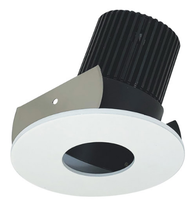 Nora Lighting NIOB-2RPHA27QBMPW 2" Iolite LED Round Adjustable Pinhole, 10-Degree Optic, 850lm / 12W, 2700K Color Temperature, Black Pinhole / Matte Powder White Flange Finish