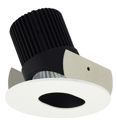 Nora Lighting NIOB-2RSL40QBMPW 2" Iolite LED Round Adjustable Slot Aperture, 10-Degree Optic, 850lm / 12W, 4000K Color Temperature, Black Slot Aperture / Matte Powder White Flange Finish