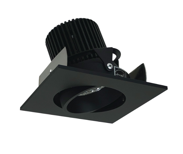 Nora Lighting NIOB-2SC27QBB 2" Iolite LED Square Adjustable Cone Reflector, 10-Degree Optic, 850lm / 12W, 2700K, Black Reflector / Black Flange