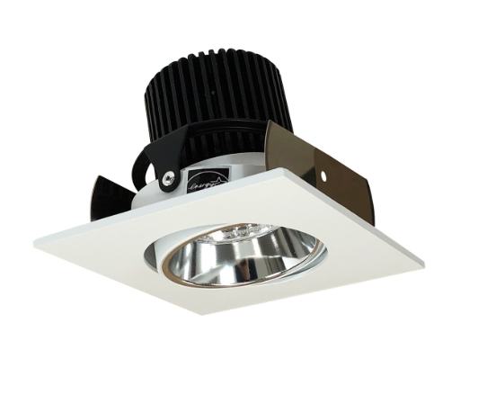 Nora Lighting NIOB-2SC27XCMPW/10 2" Iolite LED Square Adjustable Cone Reflector, 1000lm / 14W, 2700K, Specular Clear Reflector / Matte Powder White Flange