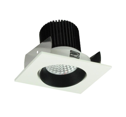 Nora Lighting NIOB-2SC30QBW 2" Iolite LED Square Adjustable Cone Reflector, 10-Degree Optic, 850lm / 12W, 3000K, Black Reflector / White Flange