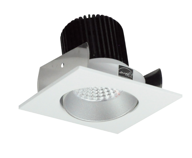 Nora Lighting NIOB-2SC30QHZMPW 2" Iolite LED Square Adjustable Cone Reflector, 10-Degree Optic, 850lm / 12W, 3000K, Haze Reflector / Matte Powder White Flange