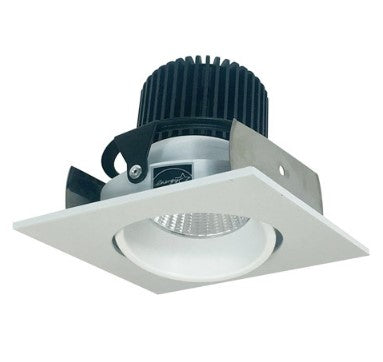 Nora Lighting NIOB-2SC35QMPW 2 Inch Iolite LED Square Adjustable Cone Reflector, 10-Degree Optic, 850lm / 12W, 3500K, Matte Powder White Reflector / Matte Powder White Flange