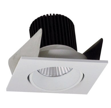 Nora Lighting NIOB-2SC35QWW 2 Inch Iolite LED Square Adjustable Cone Reflector, 10-Degree Optic, 850lm / 12W, 3500K, White Reflector / White Flange
