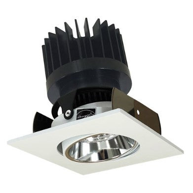 Nora Lighting NIOB-2SC40XCMPW/HL 2 Inch Iolite LED Square Adjustable Cone Reflector, 1500lm/2000lm/2500lm (varies by housing), 4000K, Specular Clear Reflector / Matte Powder White Flange