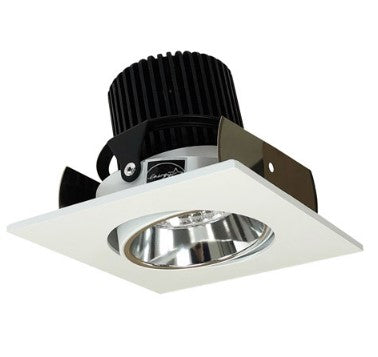 Nora Lighting NIOB-2SCCDXCMPW 2 Inch Iolite LED Square Adjustable Cone Reflector, 800lm / 14W, Comfort Dim, Specular Clear Reflector / Matte Powder White Flange