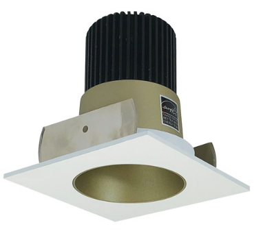 Nora Lighting NIOB-2SNDC27QCHMPW 2" Iolite LED Square Reflector with Round Aperture, 10-Degree Optic, 850lm / 12W, 2700K Color Temperature, Champagne Haze Reflector / Matte Powder White Flange Finish