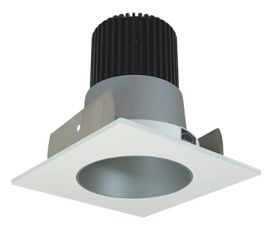 Nora Lighting NIOB-2SNDC27QHZMPW 2" Iolite LED Square Reflector with Round Aperture, 10-Degree Optic, 850lm / 12W, 2700K Color Temperature, Haze Reflector / Matte Powder White Flange Finish