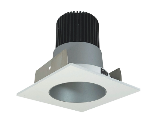 Nora Lighting NIOB-2SNDC30QHZMPW 2" Iolite LED Square Reflector with Round Aperture, 10-Degree Optic, 850lm / 12W, 3000K, Haze Reflector / Matte Powder White Flange