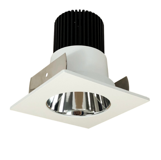 Nora Lighting NIOB-2SNDC30XCMPW/10 2" Iolite LED Square Reflector with Round Aperture, 1000lm / 14W, 3000K, Specular Clear Reflector / Matte Powder White Flange