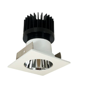 Nora Lighting NIOB-2SNDC30XCMPW/HL 2" Iolite LED Square Reflector with Round Aperture, 1500lm/2000lm/2500lm (varies by housing), 3000K, Specular Clear Reflector / Matte Powder White Flange