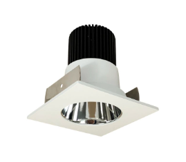 Nora Lighting NIOB-2SNDC35QCMPW 2" Iolite LED Square Reflector with Round Aperture, 10-Degree Optic, 850lm / 12W, 3500K, Specular Clear Reflector / Matte Powder White Flange