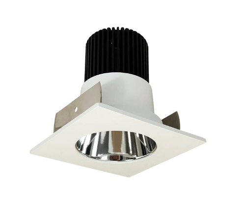 Nora Lighting NIOB-2SNDC50XCMPW/10 2" Iolite LED Square Reflector with Round Aperture, 1000lm / 14W, 5000K, Specular Clear Reflector / Matte Powder White Flange