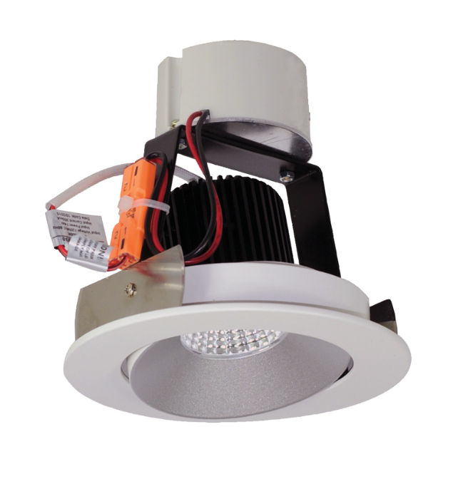 Nora Lighting NIR-4RC30XHW/10 4" Iolite LED Round Adjustable Cone Retrofit, 1000lm / 12W, 3000K, Haze Reflector / White Flange
