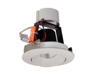 Nora Lighting NIR-4RC30XWW/10 4" Iolite LED Round Adjustable Cone Retrofit, 1000lm / 12W, 3000K, White Reflector / White Flange
