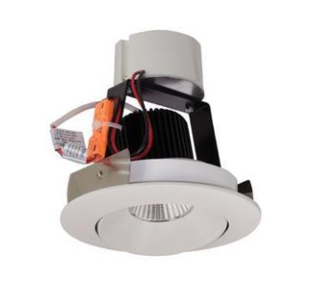 Nora Lighting NIR-4RC40XWW/10 4" Iolite LED Round Adjustable Cone Retrofit, 1000lm / 12W, 4000K, White Reflector / White Flange