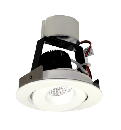Nora Lighting NIR-4RG27XMPW/10 4" Iolite LED Round Adjustable Gimbal Retrofit, 1000lm / 12W, 2700K, Matte Powder White Finish