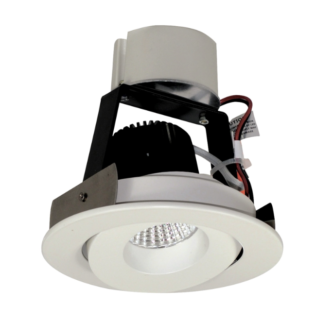 Nora Lighting NIR-4RG30XWW/10 4" Iolite LED Round Adjustable Gimbal Retrofit, 1000lm / 12W, 3000K, White Finish